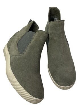Sorel Out N About Slip-On Wedge II Olive Green Women's Pull On Shoes Sneakers